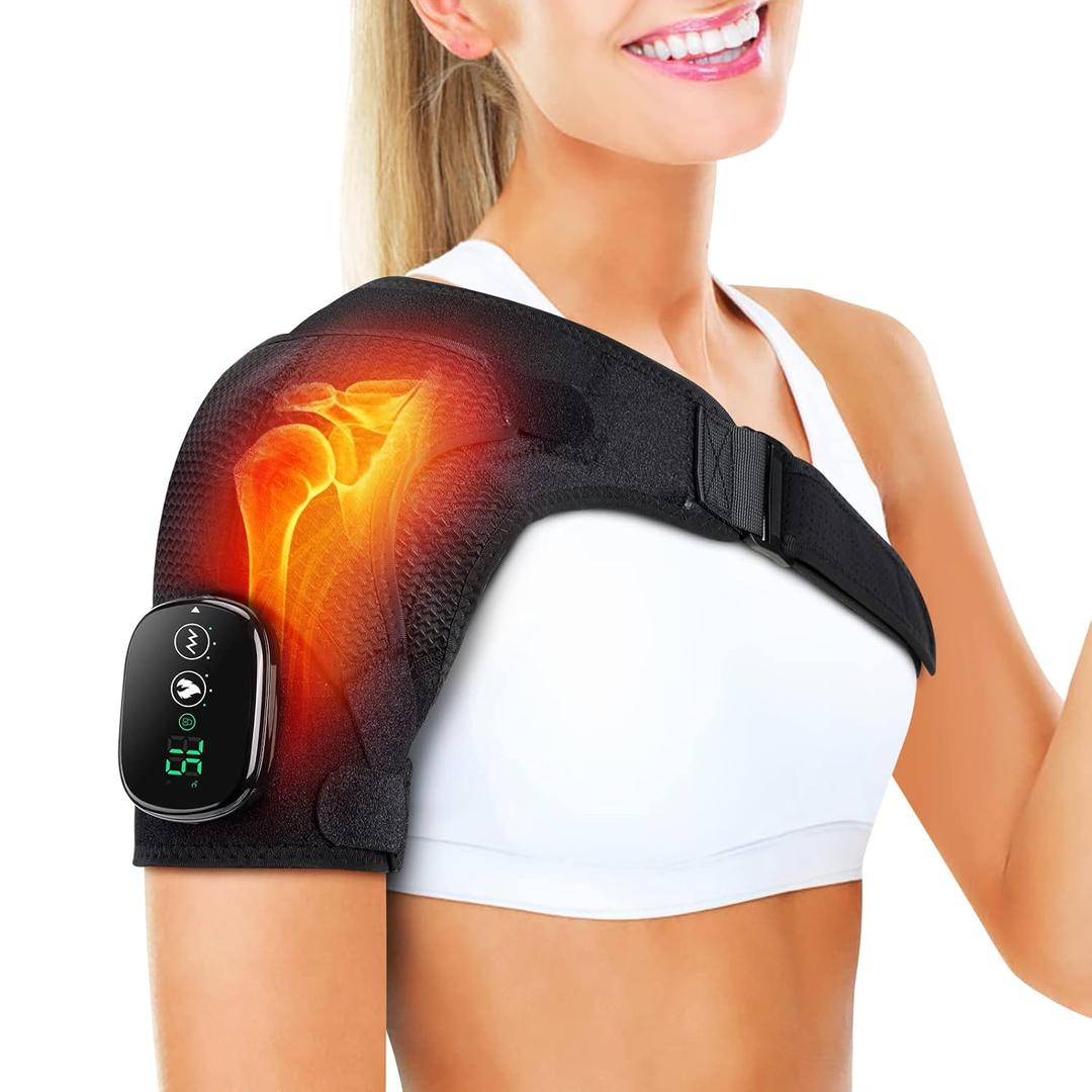 ERHIVORA Shoulder Heating Pad with Massage, FSA Eligible Items List, Heated Shoulder Wrap for Pain Cordless, HSA Approved Products Only