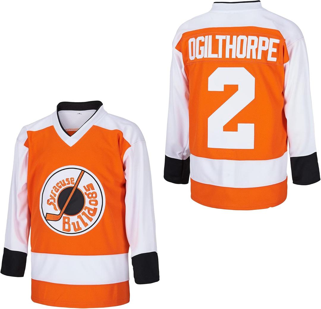 #2 Ogie Ogilthorpe Syracuse Bulldogs Slap Shot Men's Movie Ice Hockey Jersey Stitched (Large, Orange)