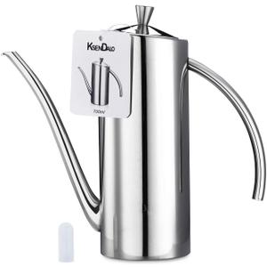 KSENDALO Premium Stainless Steel Olive Oil Dispenser (24oz/700mL) - Leakproof Kitchen Cruet & Olive Oil Bottle with Ergonomic ONE-Piece Body, Long Narrow Spout for Precision Pouring & Arc Handle