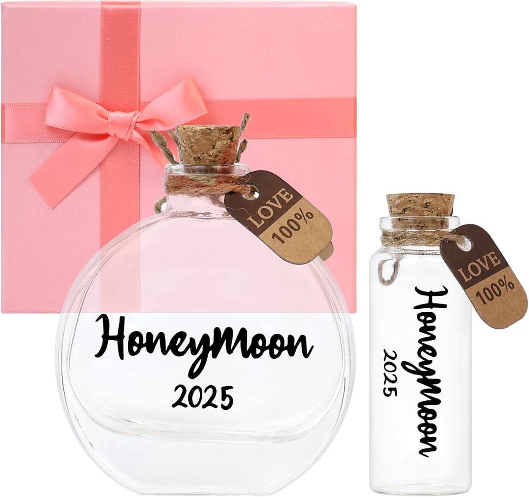 2 Pcs Honeymoon Sand Keepsake Jar 2025, Engagement, Wedding, Bridal Shower Gift, Romantic Honeymoon Gifts for Newlywed Couple(Equipped with a gift box)
