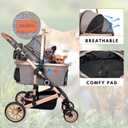 Bicystar Pet Stroller for Medium Dogs, Smooth-Ride Dog Stroller with Detachable Carrier, Rubber Wheels, Car Seat Combo 3-in-1, Up to 50 lbs, for Senior Dogs & Cats, Grey