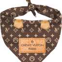 Chewy Vuiton Dog Bandana Designer Fashion Scarf Kerchief for Small Medium and Large Dogs, Funny Parody Gift for Girl or Boy Dog, Soft Durable Fabric, Adjustable Tie-On Style Triangle