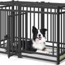 40 inch Large Dog Crate Indoor,Steel Tube Heavy Duty Dog Crate,Dog Playpen with Top,Dog Cage Kennel Indoor Outdoor,Upgraded Door Lock/Oval Tube Insertion Welded/Panel Connection Methods