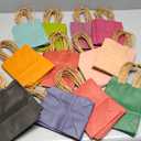 Qiqee 100Pcs Mini Size Paper Gift Bags with Handles - 4.5"2.5"6" Kraft Small Party Bags - 16 Solid Colors
