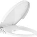 Bidet Toilet Seat for Elongated Toilet, Dual Nozzle Self-Cleaning PP Bidet Attachment, Non-Electric Feminine Hygiene Toilet Seat Cover for Women, Easy Install, White, 19 Inch