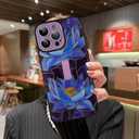 MOWIME Compatible with iPhone 13 Pro Max Case with Finger Strap, Lotus Floral Shockproof Soft TPU Protective Cover for Women Girls, Slim Anti Scratch Case for iPhone 13 Pro Max 6.7 Inch, Purple