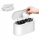 SUBEKYU Mini Trash Can with Lid,Small Desk Trash Can,Countertop Mini Garbage Cans,Tiny Waste Basket,White,with 3 roll Bags, Does Not Stay Closed