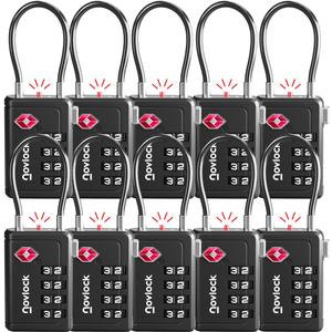 Luggage Locks TSA Approved with Inspection Indicator and Resettable 4-Digit, Easy-to-Read Combination, TSA Locks for Luggage, Suitcases, Backpacks & Travel Bags, Black, 10-Pack
