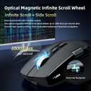 Ergonomic Wireless Mouse with Infinite Scroll & Side Scroll Wheel, Bluetooth & 2.4G Rechargeable Office Mouse, 5-Device Multi-Connection, OLED Display, PixArt 3220 Sensor for Laptop PC Mac (White)