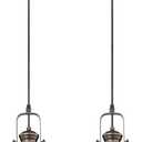 2 Pack Pendant Lights Kitchen Island, Farmhouse Hanging Lights Fixtures with Metal Shade, Rustic Kitchen Pendant Lighting Over Island for Dining Room, Oil Rubbed Bronze, AD-2151-1P2-ORB
