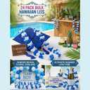 24 Pack Hawaiian Leis Bulk, Blue White Graduation Leis 41in Tropical Luau Party Flower Necklace, Gender Reveal Floral Garland, Beach Bachelorette Wedding Summer Pool Party Cruise Trip Decorations