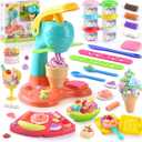 PLAY Clay Dough Set with Ice Cream Maker Machine/Noodle Maker/Banana Split Ice Cream Mold Kitchen Creations Arts Crafts Play Food Toys Tools Kit for Boys Girls Kids Toddlers Ages 3+