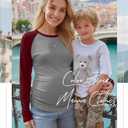 3 Pack Women's Maternity Shirts, Pregnancy Raglan Long Sleeve Tops Sides Ruched Crew Neck Color Block Mama Clothes (X-Large, Light Gray/Black, Light Gray/Navy, Light Gray/Wine Red)