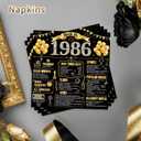 40th Birthday Napkins Party Decorations, 50 Pcs Black Gold Disposable Paper Napkins for Men Women, Back in 1986 Cheers to 40 Years Table Decor, 2 Ply Cocktail Anniversary Party Supplies