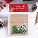 3 x FestalMart Christmas Gifts - 6pcs Wooden Board Game with Cards for Tic Tac Toe, Classic Family Game, Stocking Stuffers & Goody Bag Fillers for Kids Boys and Girls