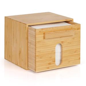 Disposable Face Towel Holder Bamboo Storage Box, Facial Towels Container Box with Drawer, Clean Towel XL Organizer for Bathroom(Excluding Facial Towels)