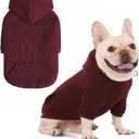 EXPAWLORER Textured Cable Knit Basic Dog Hoodie, Elevated Style Dog Sweater with Leash Hole and Pocket, Soft and Warm Pet Winter Coat, Cold Weather Clothes for Medium Dogs, Red,  (Back:14.6",Chest:23.2",Neck:17.3"))