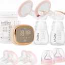 NCVI Double Electric Breast Pump 8102, Upgraded 4400mAh Battery with Night Light, Portable Breast Pump for Breastfeeding, 4 Modes & 9 Levels, LED Display, With 8 Flanges, Breastmilk Bags, Nursing Pads (Orange)