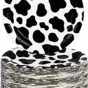 100 Pcs Cow Print Plates 7 Inch Cow Print Paper Party Supplies Disposable Dinner Dessert Plate Cow Theme Birthday Party Baby Shower Picnic Decorations (White)