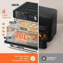 Kitchen in the box 32QT Extra Large Air Fryer Toaster Oven Combo, 21-in-1 Countertop Convection Toaster Oven with Rotisserie and Dehydrate, 6 Accessories, 1800W Dual Cook Preset (Black), 15.8"D x 17.8"W x 13.4"H