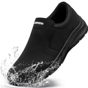 LARN SAFETY Mens Non Slip Shoes Food Service Work Shoe Waterproof Slip Resistant Kitchen Chef Footwear Restaurant Hospital Slip-On Black 36