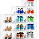 Clemate Upgraded X-Large Shoe Organizer,Shoe Storage Organizer,12 Pack,Shoe Box Clear Plastic Stackable,Drop Front Shoe Box with Clear Door, Shoe Containers For Sneaker Display,Fit up to US Size12