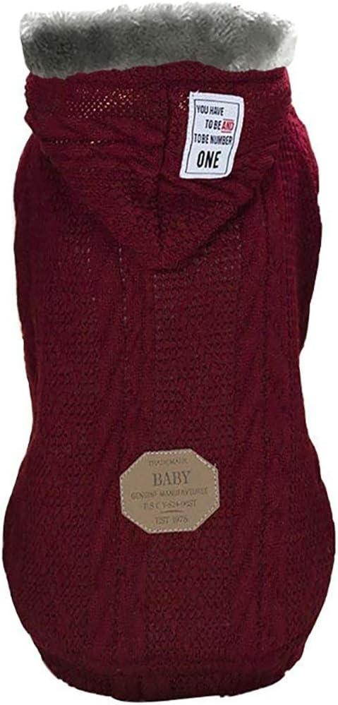 Rdc Pet Clothes Dog & Cat Woolen Sweater with Cap - Winter Warm Turtleneck Fleece Coat (XL, Classic-Red)