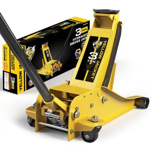 YELLOW JACKET 3 Ton Hydraulic Floor Jack Dual Pump for Quickly Car Lift, Low Profile Service Jack, 6600 lb Capacity