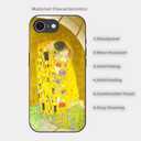 for iPhone 16e 17e Artistic Printing Black Silicone Glass Case The Kiss