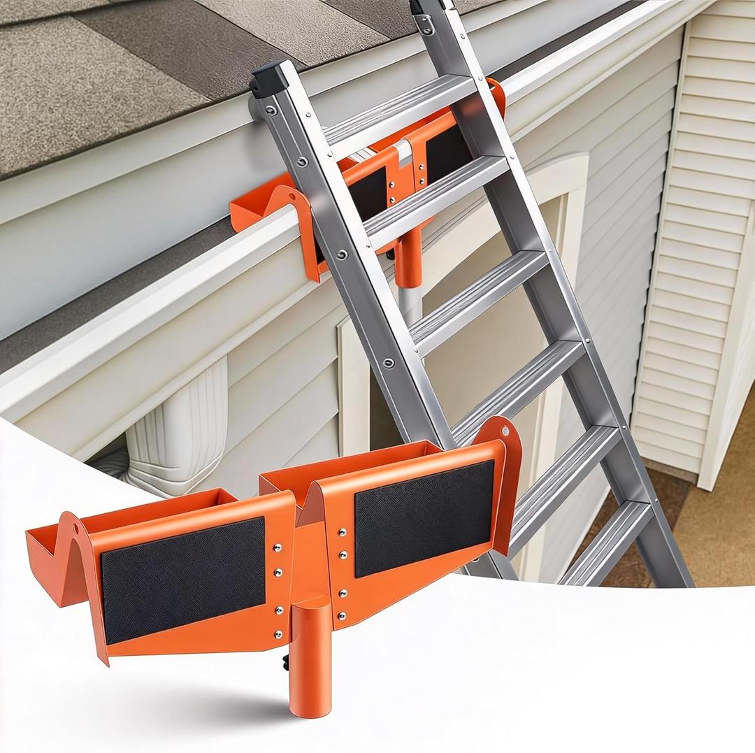 Ladder Gutter Guard Protector & Stabilizer, Heavy Duty Metal Construction, Protect Gutters from Scratches and Dents, Prevent Ladder Slippage, Accessory for Roof & Gutter Cleaning Safety