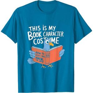 This is My Book Character Costume Funny Pigeon Kids Reading T-Shirt, Medium Blue