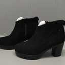 Hawkwell Women's Suede Arch Support Side Zipper Comfort Ankle Boot Chunky Block Heel Booties
Size 6