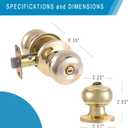 Privacy Door Knob with Lock for Bedroom Bathroom Interior Door Handle Easy Install Room Door Locks Indoor Door Knob Set Privacy Door Handle Gold Knobs for Home Office (Gold, Pack of 1)