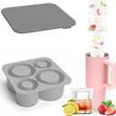 Ice Cube Tray for Stanley Cup,Ybenlld Silicone Ice Cube Molds,20oz 30oz 40oz Tumbler Cup, Ice Cube Trays with Lids,Fit for Drinks,Coffee,Whiskey,Cocktails And More (Gray)