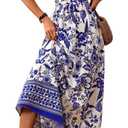 MakeMeChic Women's Boho Maxi Dress Summer Luau Outfits Beach Wedding Guest Backless Sundress Flowy Resort Wear (Blue, XL)