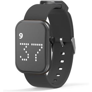 Rechargeable Vibrating Alarm Watch Silent Pill Reminder Wristband Wake Up Watch - with 8 Personalised Message Reminder (Large, Black)