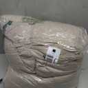 MooMee Bedding Duvet Cover Set 100% Washed Cotton Linen Like Textured Breathable Durable Soft Comfy (Heathered Tannish Linen Grey, King 104"x90")