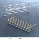 Gatco 4647 Glam Minimalist Towel Rack, Satin Nickel | Wall Mounted 25.75" W X 5.25" H X 10.13" D Towel Shelf with Towel Bar for Bathroom