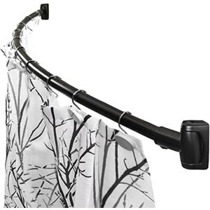 60-Inch Stainless Steel Curved Shower Curtain Rod, 5 Foot Mounted Non-Telescoping Rust Proof (Black)