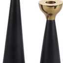 Rely+ Black & Gold Taper Candle Holders Set of 2 Modern Metal Candlestick Holders for Dining Table Centerpiece, Home Dcor, Wedding & Party Decorations