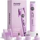 NUVA 4-in-1 Bikini Trimmer for Women | Painless Electric Razors & Shavers with Interchangeable Heads | Cordless Body & Facial Hair Trimmer with Ceramic Blade, IPX7 Waterproof and USB Rechargeable