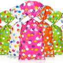 Pajean 100 Pcs Cellophane Treat Bags, Polka Dots Goodie Star Party Favor Treat Candy Bags with 100 Twist Ties Rainbow Stars Theme for Birthday Pride Day Party Supplies (Dot Style)