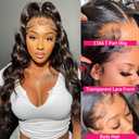 IWISH 13X6 Body Wave Lace Front Wigs Human Hair T Part Glueless Wigs Human Hair Wigs Pre Plucked Per Cut 220% Density Natural Black Wig Body Wave Lace Front Wigs Human Hair Wigs For Black Women