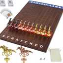 Jyquorp Metal Horse Race Board Game Racing Game Thickened Solid Wood with 11 Luxurious Durable Classic Metal Horses with 2 Dice and 2 Boxes of Cards Horse Racing Game (Walnut, Rectangle)