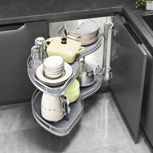 Blind Corner Cabinet Pull Out Organizer, 2-Tier Shelf, Adjustable Height
Fits 12" Cabinet Openings, Left Swing for Right Hinges, Adjustable Height Design, Blind Corner Cabinet for Kitchen Storage