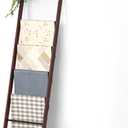 BAMBANG 6-Tier Blanket Ladder for Living Room, Blanket Quilt Ladder Rack Rustic Decorative Towel Holder, Wall Leaning Blanket Ladder Shelf Storage Farmhouse Decor for Bedroom Bathroom, Brown