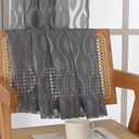 Aiyufeng Extra Long Grey Sheer Curtains 96 Inches Long for Bedroom 2 Panels Set, Farmhouse Wavy Line Light Filtering Clip Jacquard Solid Voile Living Room Curtains, Dual Rod Pocket, 40" Wx96 L Inches