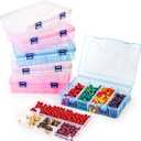 Covzoe 6 Pack Plastic Organizer Box with Adjustable Dividers, 2 Layer Bead Jewelry Organizer with 8 Large Grids, Clear Office Supplies Storage Case Snackle Container for Art DIY Crafts Fishing Tackles
