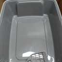 Amazon Basics Large Cat Litter Box with High Sides, Open Top for Easy Access, Includes Scoop with Storage, 19" x 15" x 11.75", Grey/Beige