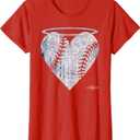Vintage Angel Baseball Heart with Halo T-Shirt (X-Small, Red)